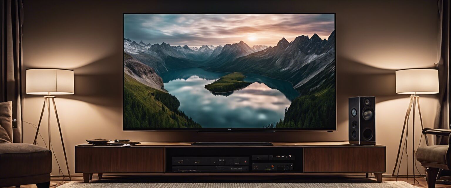 Modern smart TV in home theater