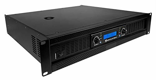 Black rack mount audio amplifier with digital display